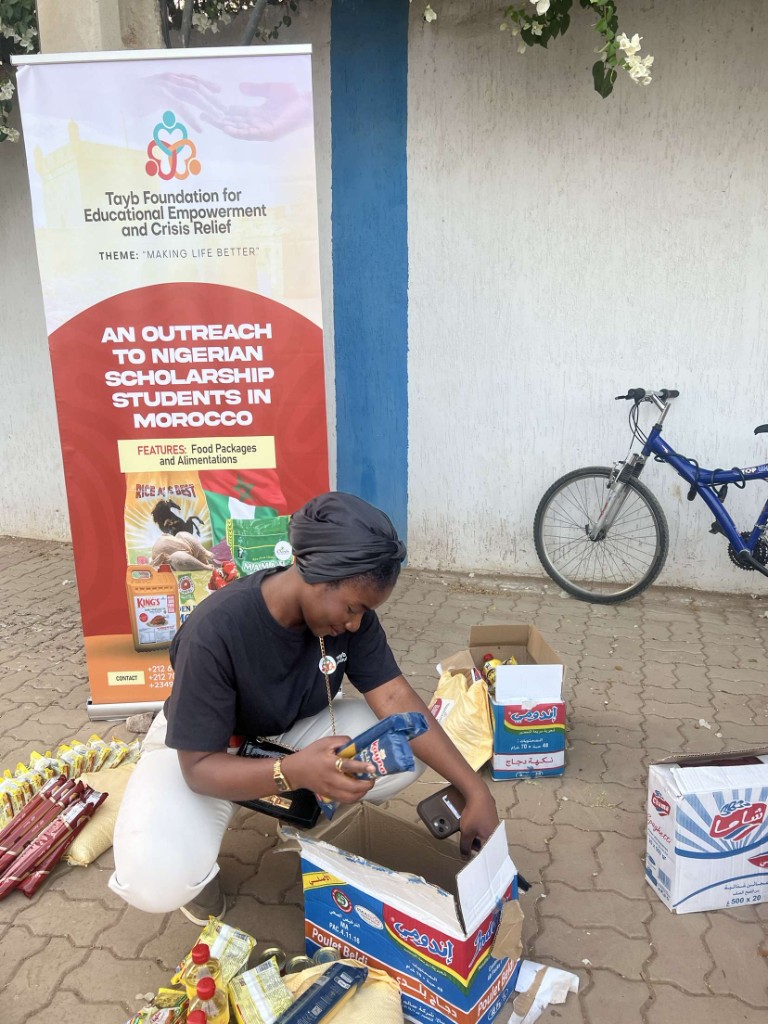 Tayb Foundation Morocco outreach — Foundation volunteers packing essential food supplies