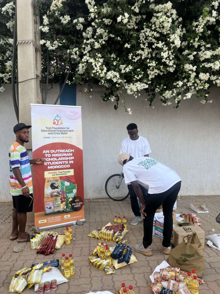 Tayb Foundation Morocco outreach — Field supplies gathered for the August outreach programme